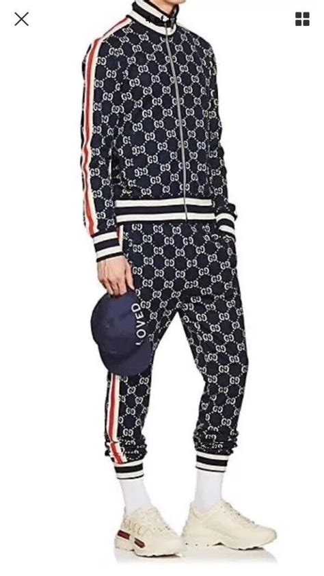 gucci tracksuit dark blue|gucci jacquard tracksuit.